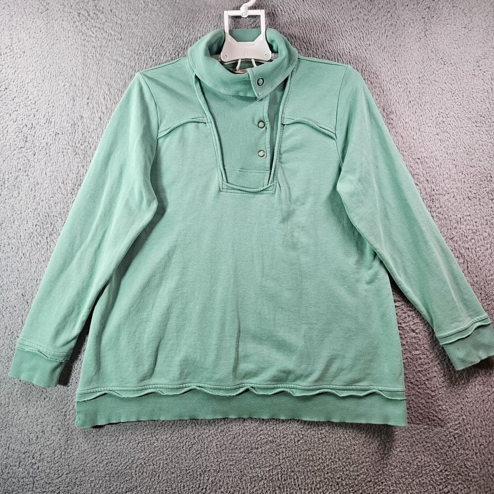 Soft Surroundings‎ Sweater Women PL Petite Large Mock Neck Green - Pls Read